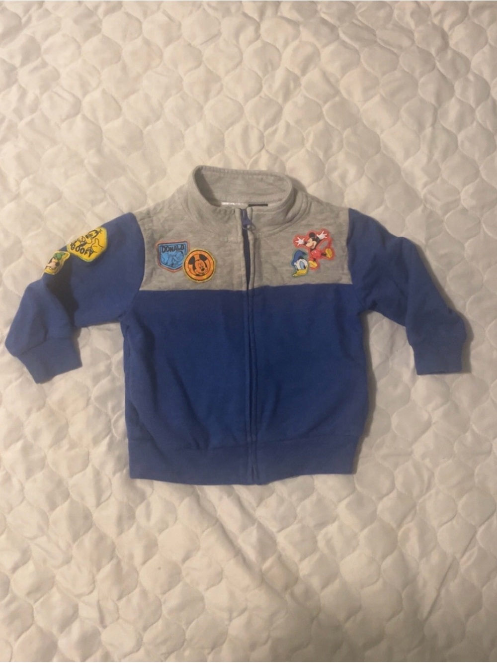 Disney Mickey Donald Goofy Patch Zip Sweatshirt Jacket 18M
